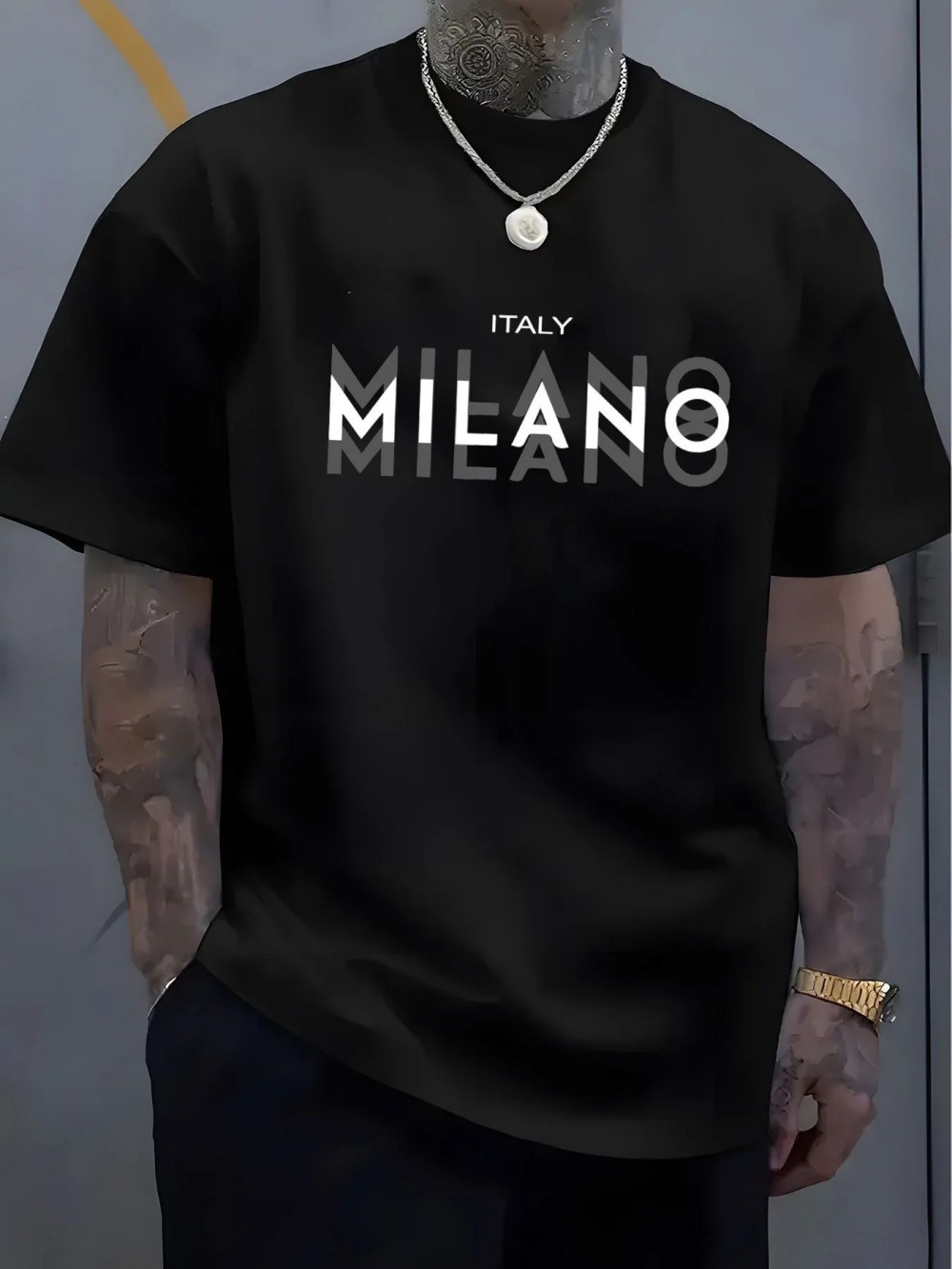 Street Fashion Milano - MILANO เสื้อยืดพิมพ์ลายตัวอักษรสำหรับผู้ชายผู้หญิงเสื้อยืดกีฬากลางแจ้งสตรีทแฟชั่นลำลองเรียบง่ายอเนกประสงค์คู่แขนสั้นเสื้อผ้าฤดูร้อน