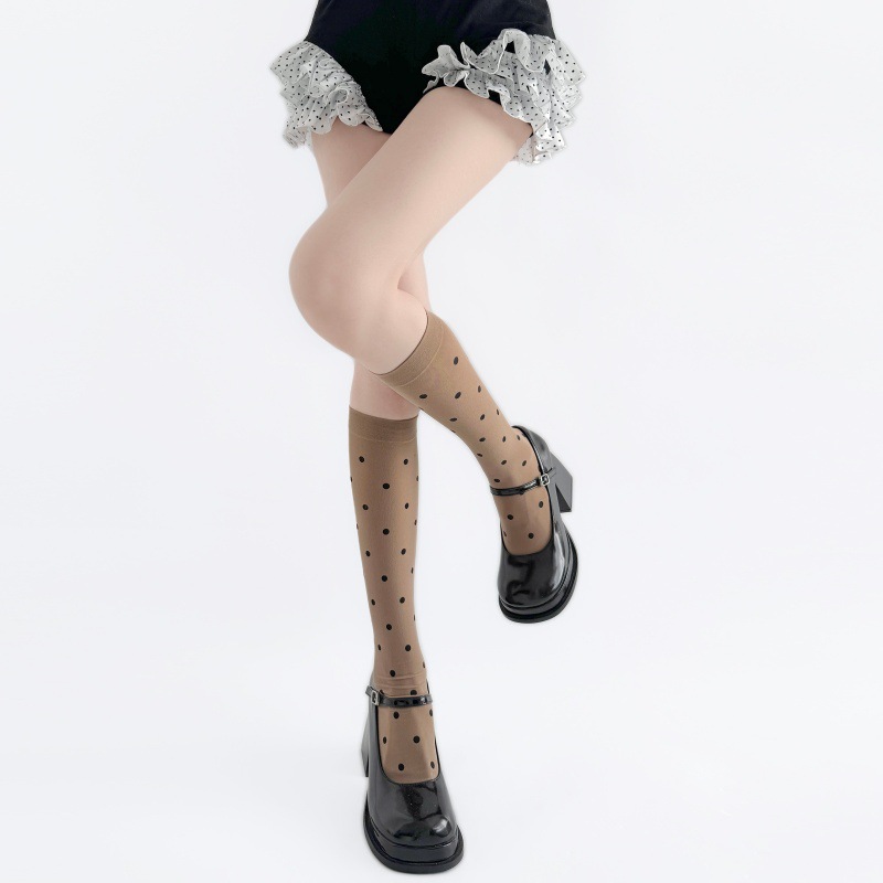 ถุงเท้าข้อกลางลายจุดบางพิเศษสำ - Japanese Street Fashion Female บทวิจารณ์และราคา