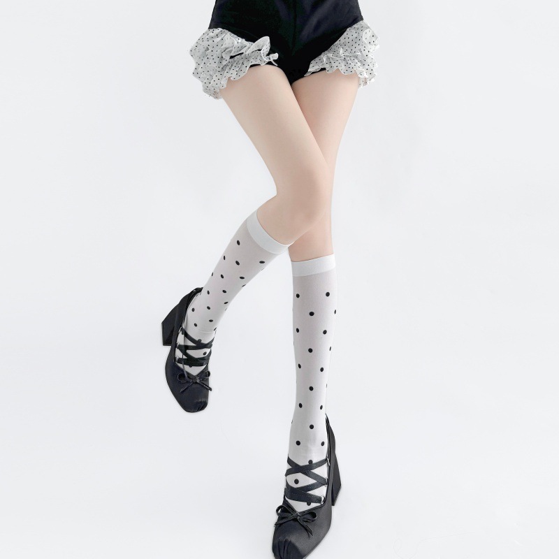 ถุงเท้าข้อกลางลายจุดบางพิเศษสำ - Japanese Street Fashion Female บทวิจารณ์และราคา