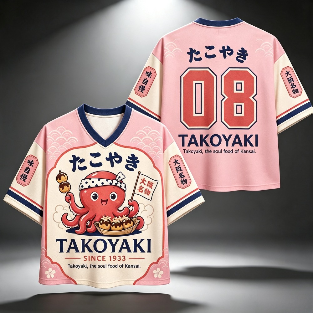 เสื้อยืดผู้ชายลายปลาหมึกทาโกะย - Street Fashion Osaka บทวิจารณ์และราคา