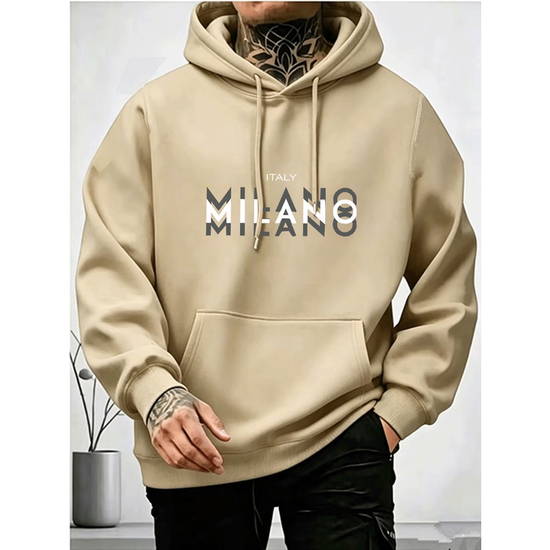 เสื้อฮู้ดผู้ชาย ผ้าฟลีซ แฟชั่น - Street Fashion Milano บทวิจารณ์และราคา