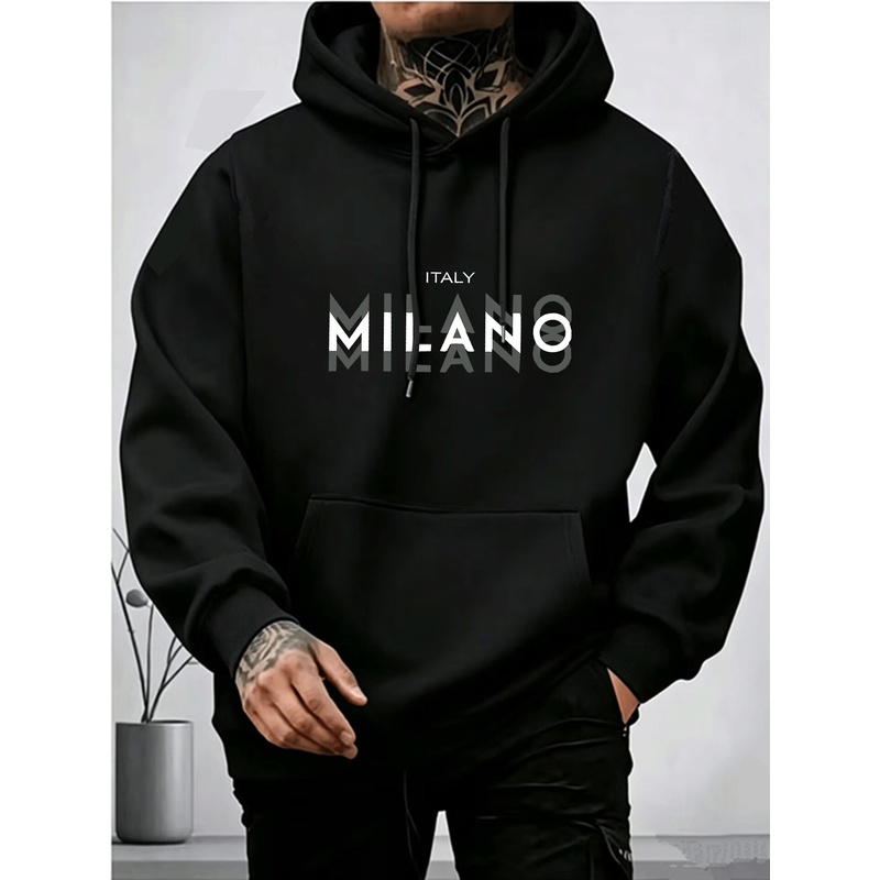 เสื้อฮู้ดผู้ชาย ผ้าฟลีซ แฟชั่น - Street Fashion Milano บทวิจารณ์และราคา