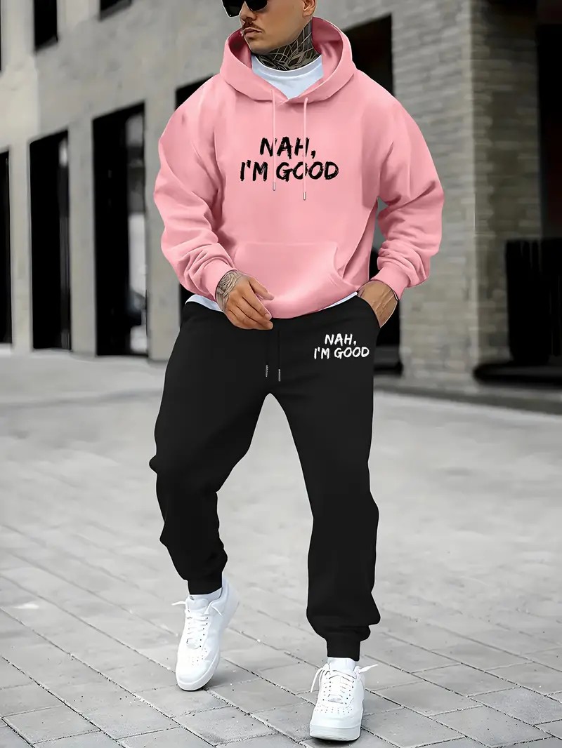 ชุดเสื้อฮู้ดผู้ชายลายพิมพ์ตัวอ - Street Fashion Winter บทวิจารณ์และราคา
