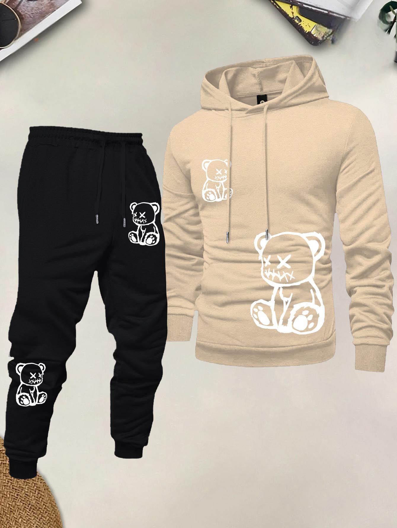 ชุดเสื้อฮู้ดผู้ชายลายพิมพ์หมี  - Street Fashion Winter บทวิจารณ์และราคา