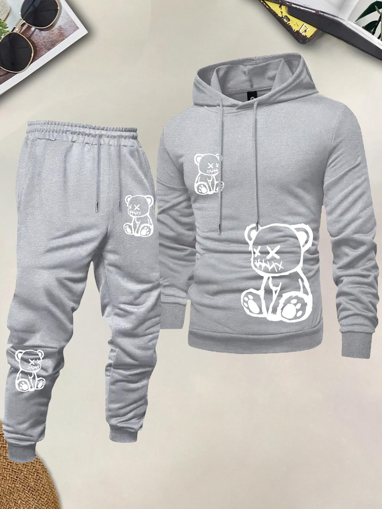 ชุดเสื้อฮู้ดผู้ชายลายพิมพ์หมี  - Street Fashion Winter บทวิจารณ์และราคา