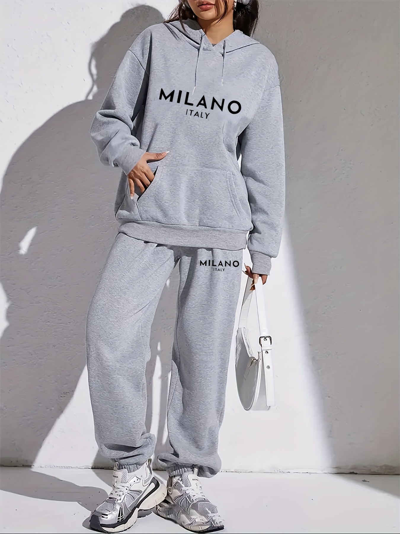 ชุดเสื้อฮู้ด+กางเกงกีฬาสำหรับผ - Street Fashion Milano บทวิจารณ์และราคา