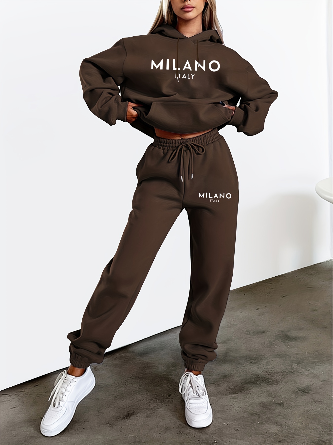 ชุดเสื้อฮู้ด+กางเกงกีฬาสำหรับผ - Street Fashion Milano บทวิจารณ์และราคา