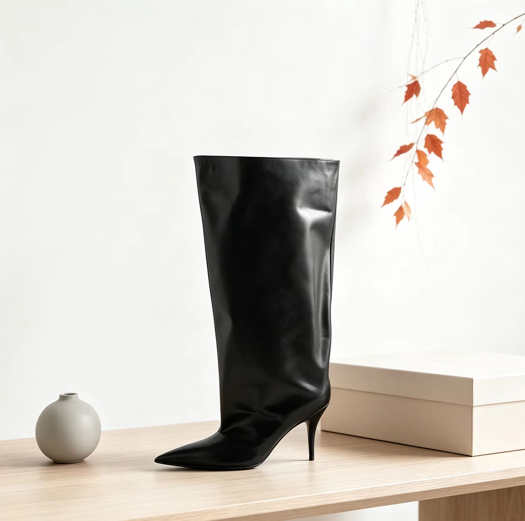 รองเท้าบูทหุ้มข้อทรงสูงปลายแหล - Street Fashion Winter บทวิจารณ์และราคา