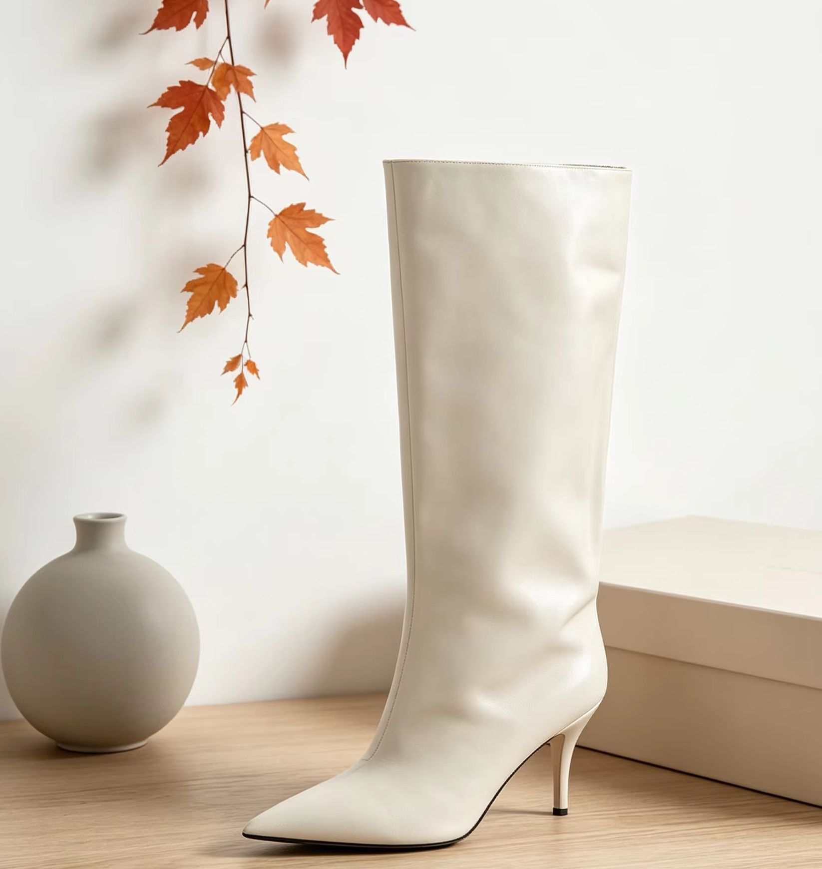 รองเท้าบูทหุ้มข้อทรงสูงปลายแหล - Street Fashion Winter บทวิจารณ์และราคา