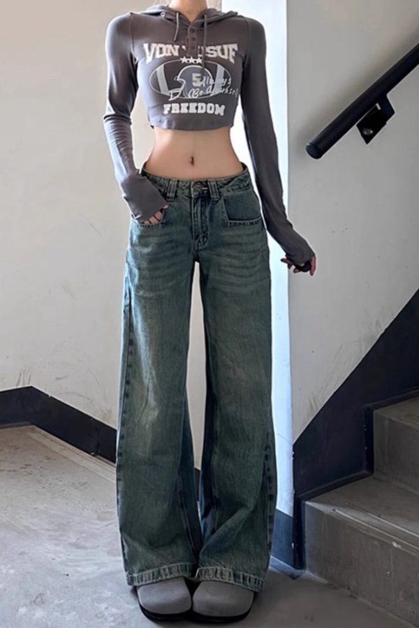 กางเกงยีนส์สีน้ำตาล สไตล์ฮาราจ - Japanese Street Fashion Female บทวิจารณ์และราคา