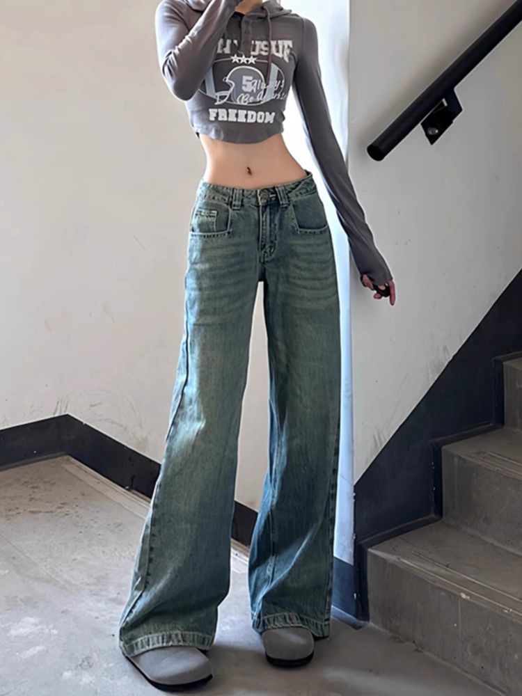 กางเกงยีนส์สีน้ำตาล สไตล์ฮาราจ - Japanese Street Fashion Female บทวิจารณ์และราคา