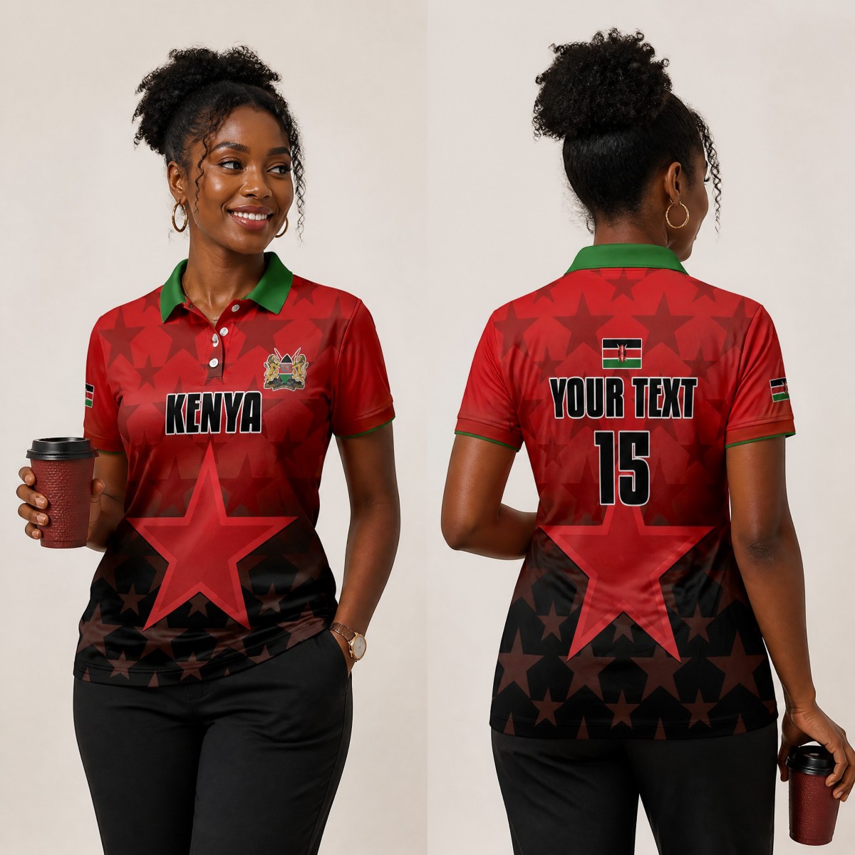 เสื้อโปโลผู้หญิงลายธงชาติเคนยา - Street Fashion Kenya บทวิจารณ์และราคา
