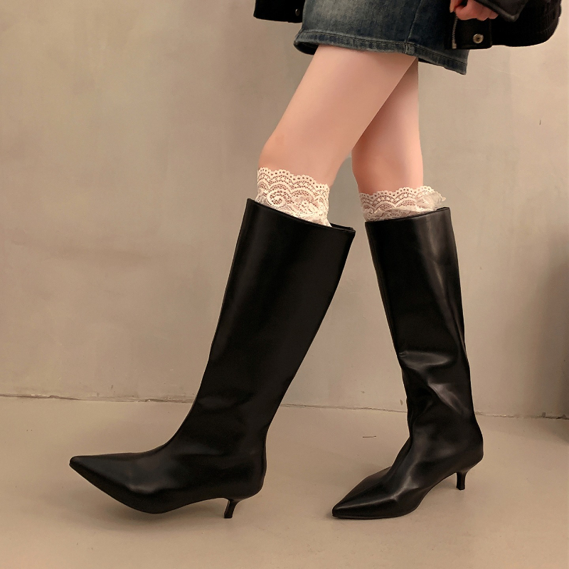 รองเท้าบูทส้นสูงปลายแหลมสำหรับ - Street Fashion Winter บทวิจารณ์และราคา