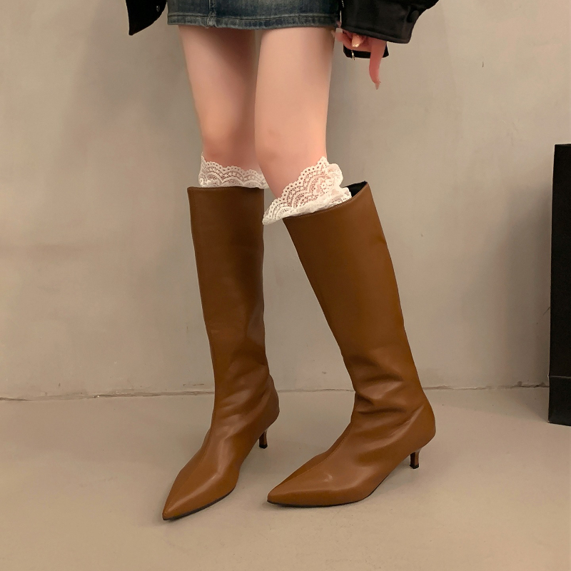 รองเท้าบูทส้นสูงปลายแหลมสำหรับ - Street Fashion Winter บทวิจารณ์และราคา