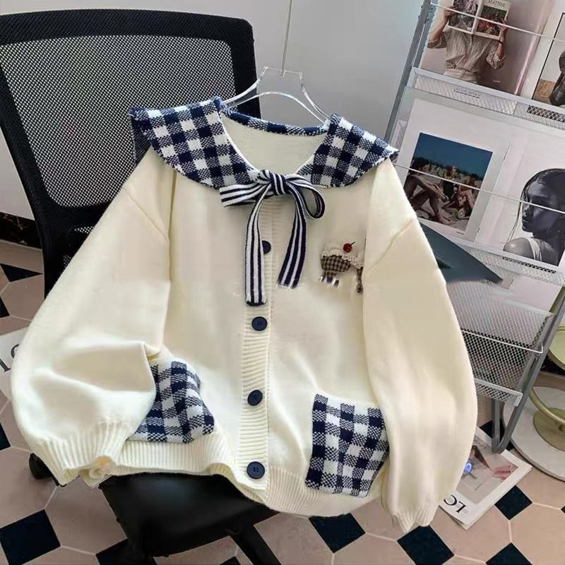 เสื้อคลุมถักสไตล์เรโทรหวานๆ สำ - Japanese Street Fashion Female บทวิจารณ์และราคา