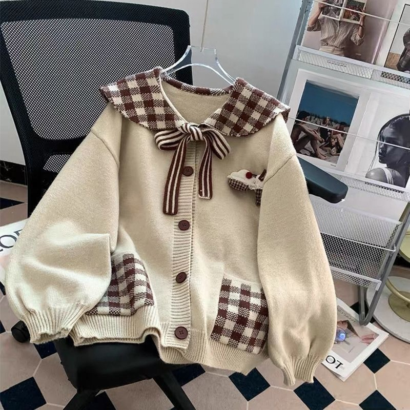 เสื้อคลุมถักสไตล์เรโทรหวานๆ สำ - Japanese Street Fashion Female บทวิจารณ์และราคา