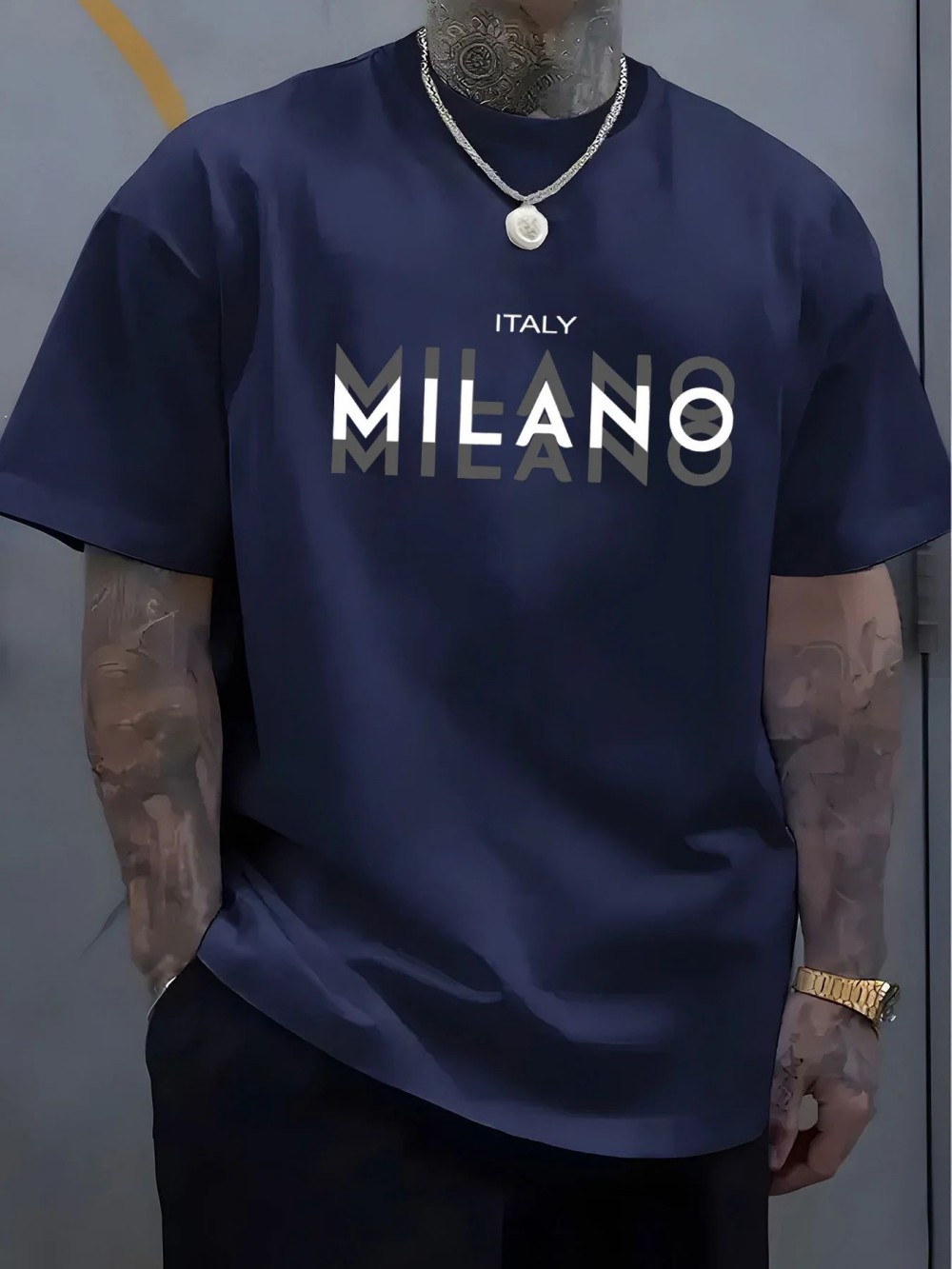 MILANO เสื้อยืดพิมพ์ลายตัวอักษ - Street Fashion Milano บทวิจารณ์และราคา
