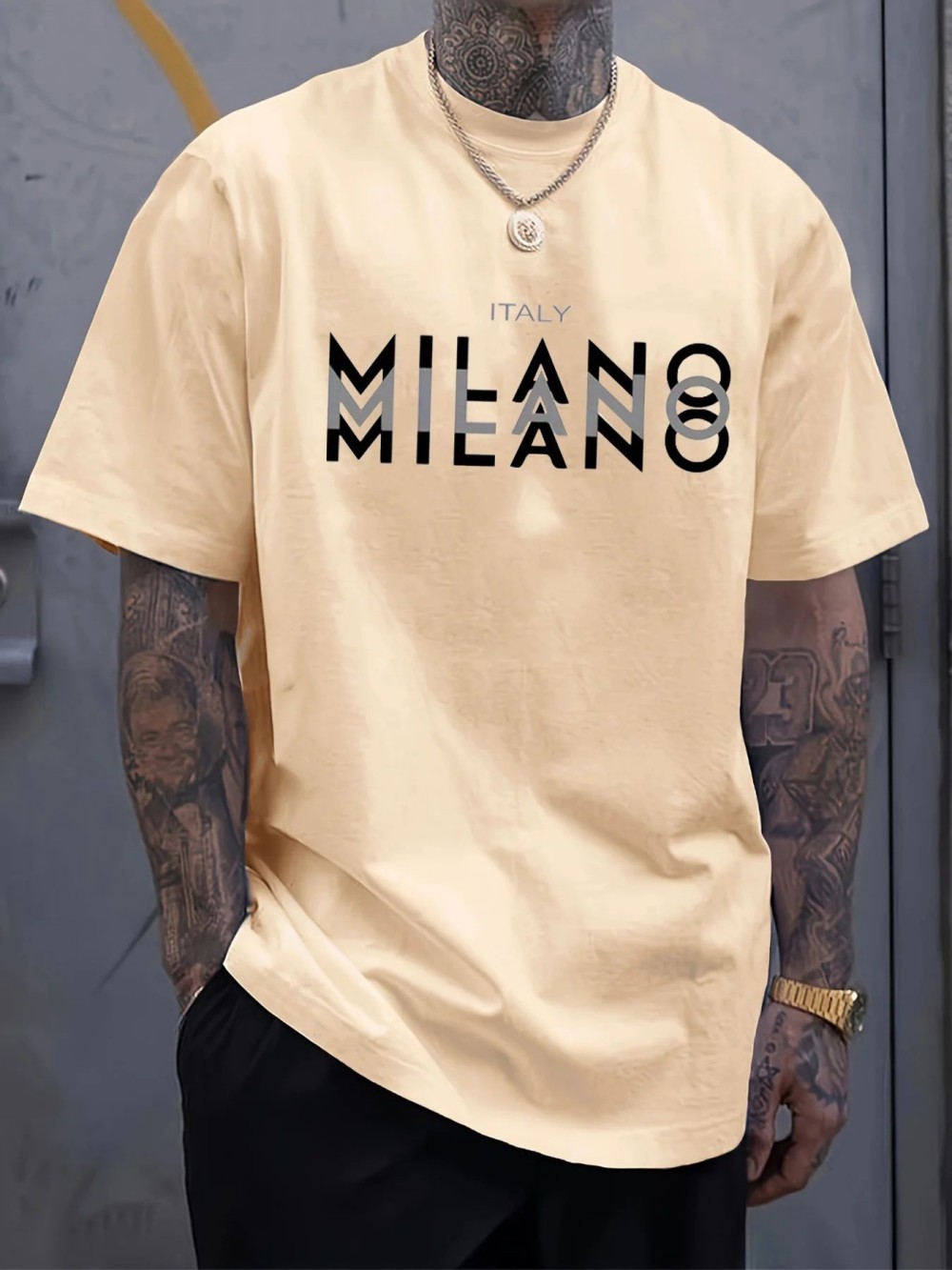 MILANO เสื้อยืดพิมพ์ลายตัวอักษ - Street Fashion Milano บทวิจารณ์และราคา