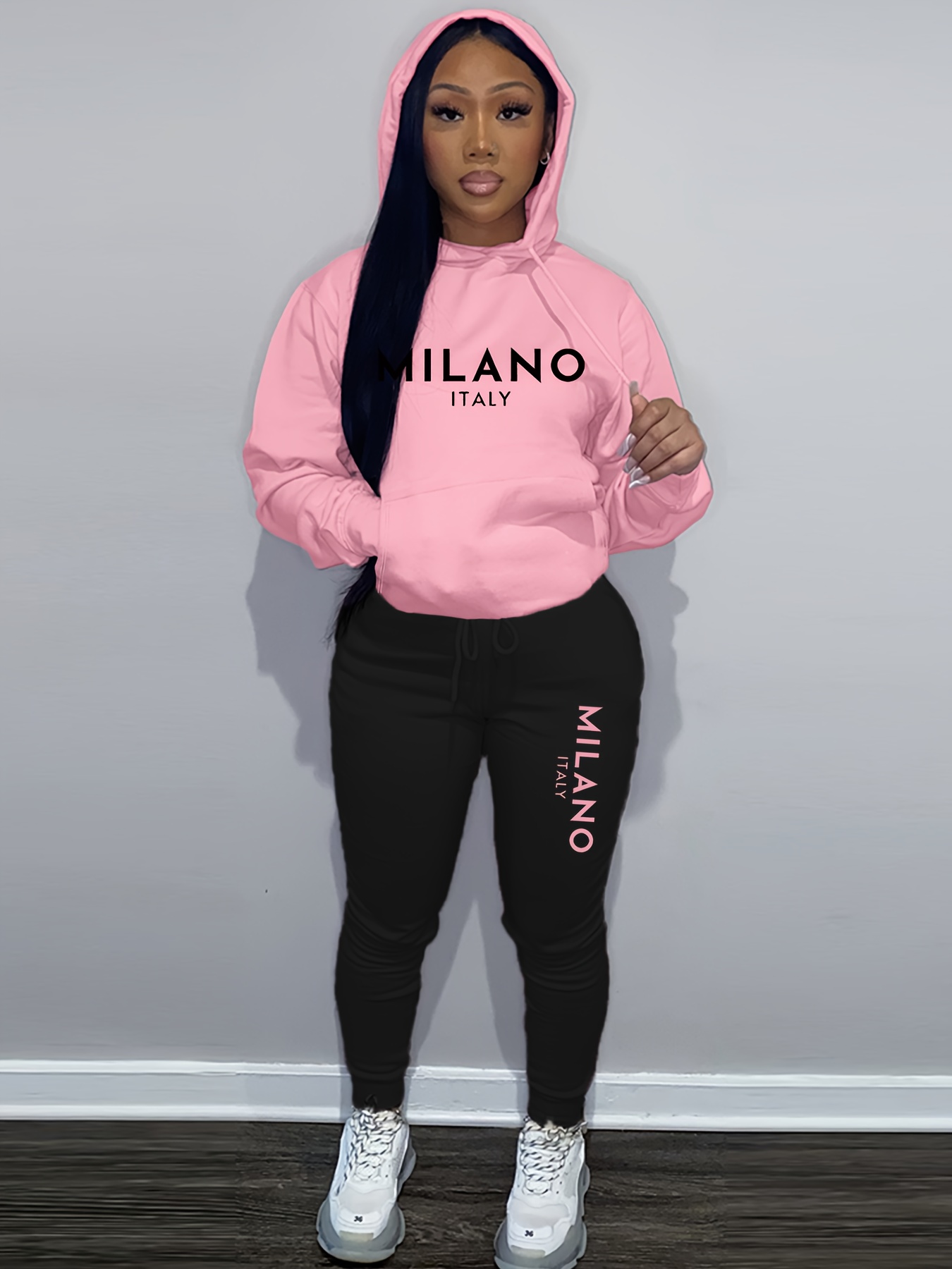 ชุดเสื้อฮู้ด+กางเกงกีฬาสำหรับผ - Street Fashion Milano บทวิจารณ์และราคา